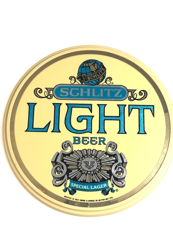 Vintage 1976 Schlitz Light Beer Small Round Plastic Sign - FREE