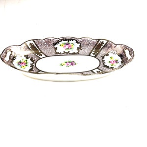 NICE! Antique Noritake Morimura (M) Mark Floral Gold Trim Serving Dish - Hand Painted Made in Japan circa 1921 - 1924