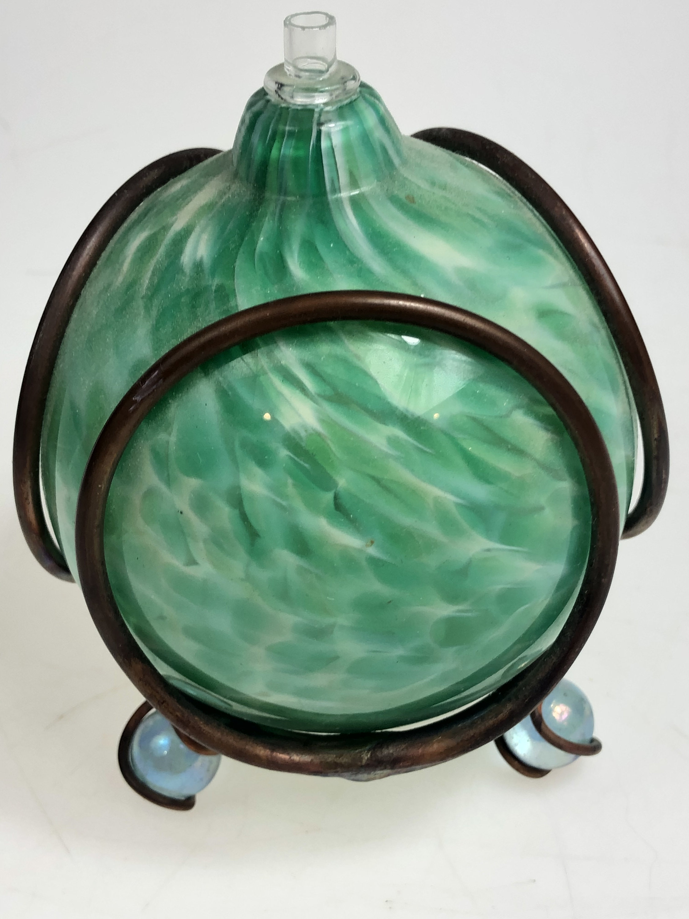 Unique Green Glass Ball Oil Lamp in Stand FREE SHIPPING Etsy