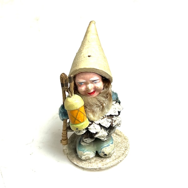 Vintage Western Germany Miniature 3" Pinecone Gnome Elf