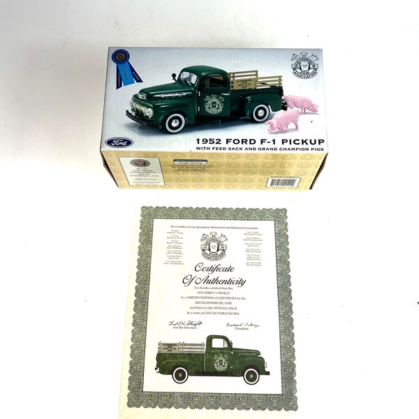 NEW in BOX (NIB) 2002 Bloomsburg Fair 1952 Ford F-1 Pickup Die Cast Bank Limited Edition
