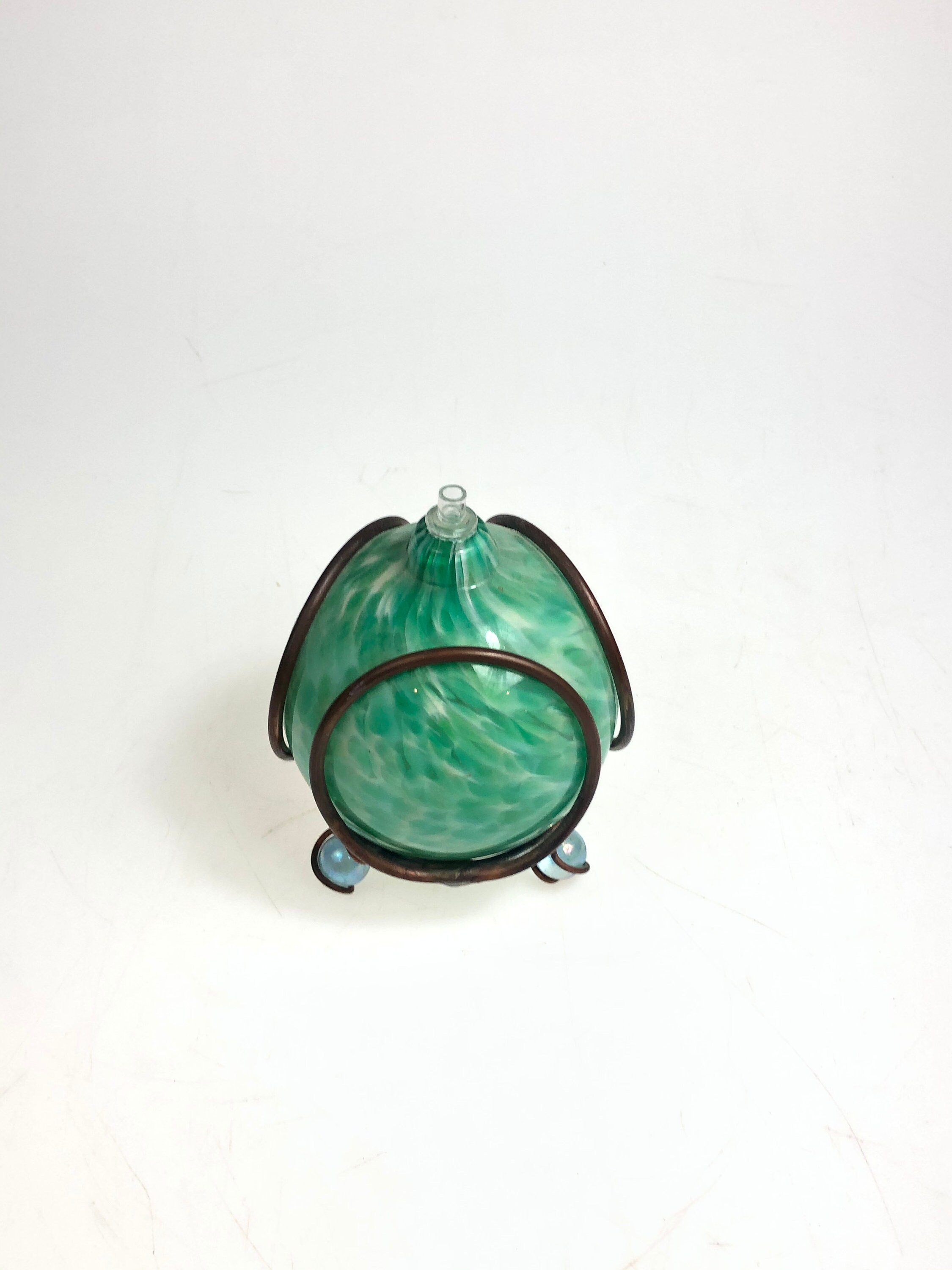 Unique Green Glass Ball Oil Lamp in Stand FREE SHIPPING Etsy
