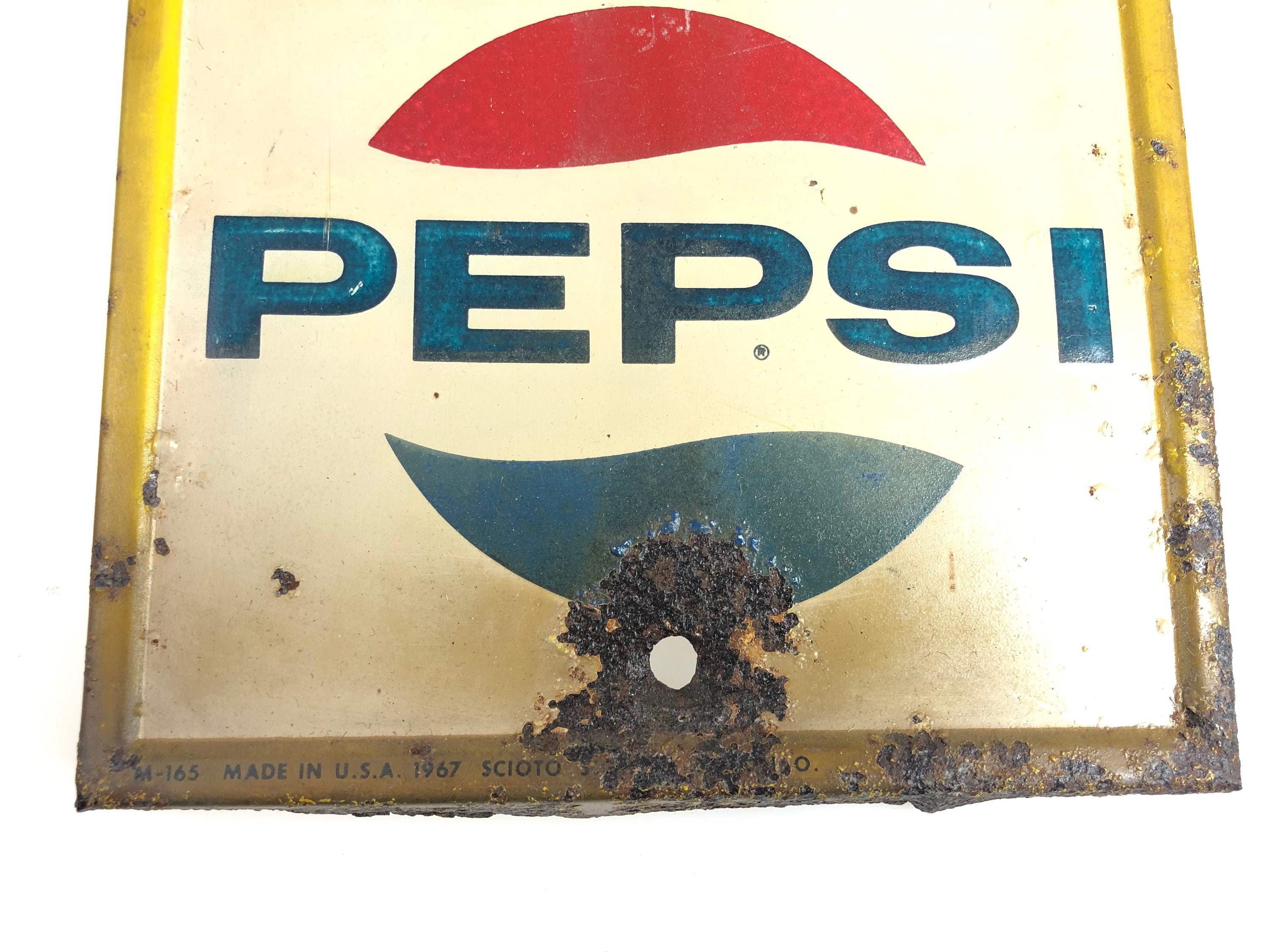 ペプシコーラ温度計 1969 ヴィンテージsay“Pepsi, please” Vintage Metal Pepsi Sign Thermometer Working 27x7 M-165 Say
