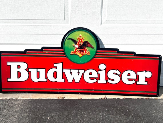 Vintage 1994 Budweiser Large Metal Tin Sign - 5 Feet Wide