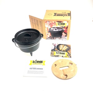 Discontinued New Old Stock (NOS) Lodge #6 Cast Iron Camp Dutch Oven 1 Quart 3 Leg Kettle WITH BOX