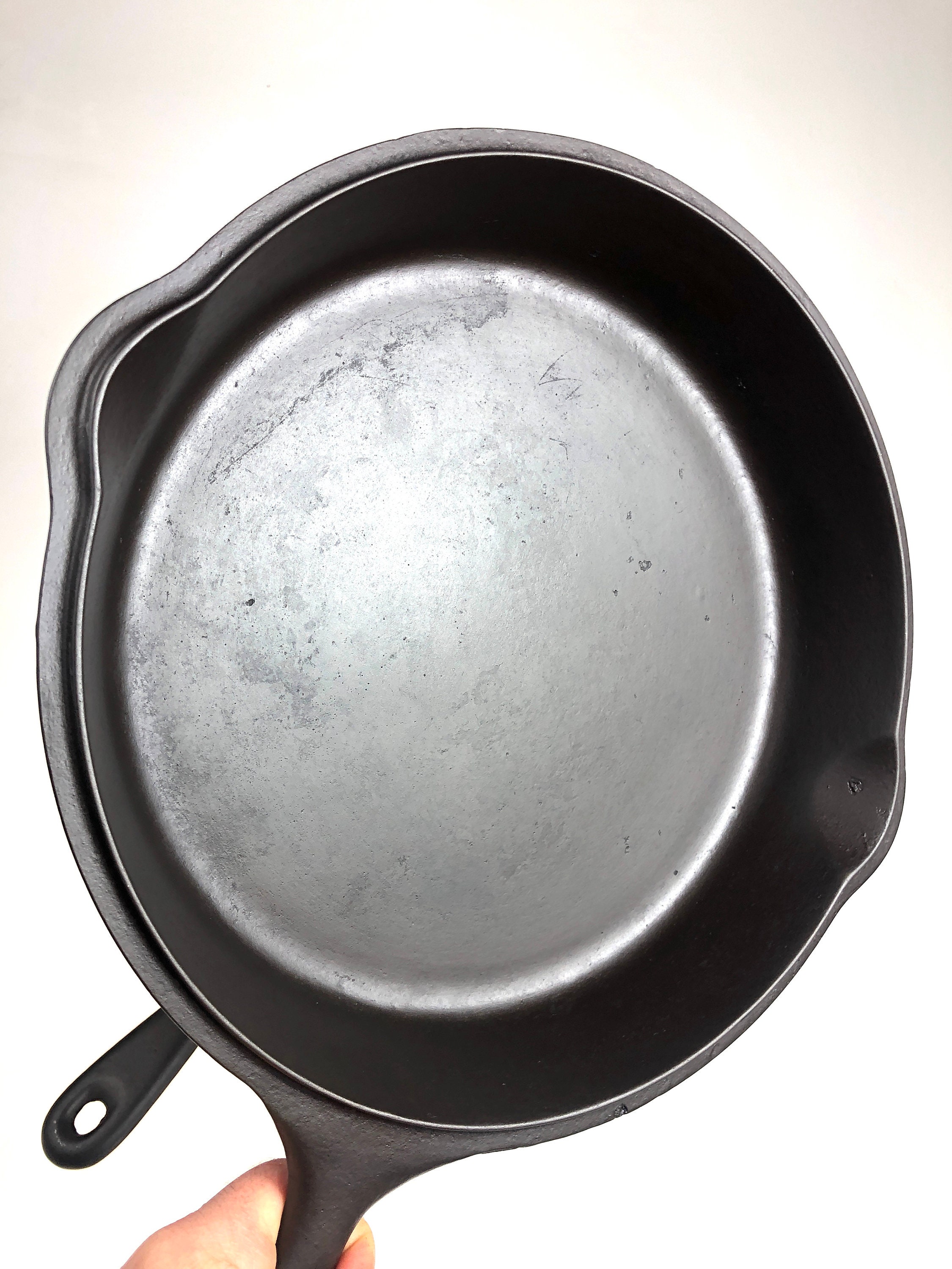 Unmarked Wagner 11 Cast Iron Deep Double Skillet Set, restored