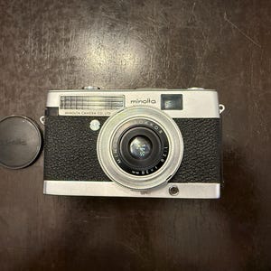 1964-1966 Minolta Minoltina-P 35mm Camera Rokkor 38mm f/2.8 w/ Case Lens Cap Serial 148364 As-Is