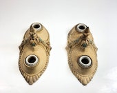 Set of 2 Antique 1920 39 s Moe Bridges 34152 Polychrome Cast Iron 2 Light Art Deco Light Fixtures - Original