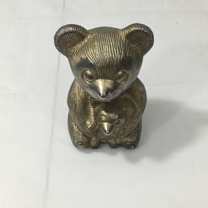 Vintage Silver Plated Teddy Mama Bear and Baby Bank - FREE SHIPPING!!