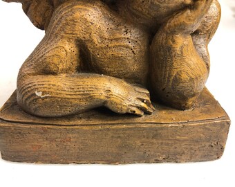 ヴィンテージ樹脂彫刻木彫りの翼のある天使 - Etsy 日本