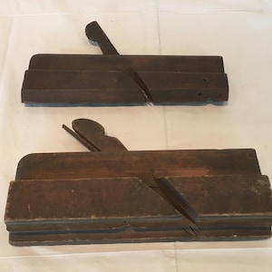 Pair of Antique Hand Made Wood Moulding Planes- Sandusky Tool Co. #47 and G. WHITE #8 with Blades - both from 1800s FREE SHIPPING!!