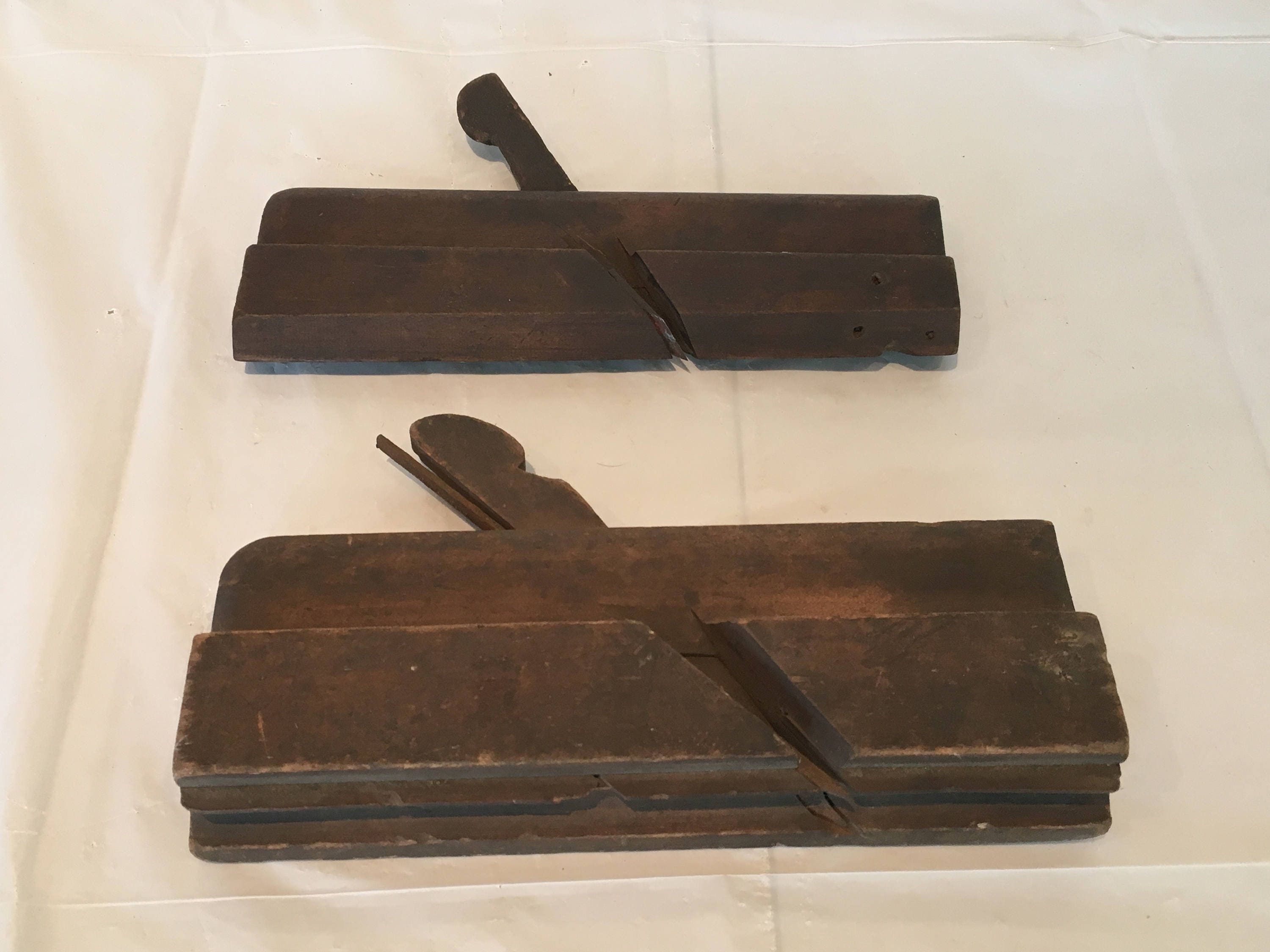 Pair of Antique Hand Made Wood Moulding Planes- Sandusky Tool Co. #47 and G. WHITE #8 with Blades - both from 1800s FREE SHIPPING!!