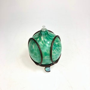 Unique Green Glass Ball Oil Lamp in Stand - FREE SHIPPING!!