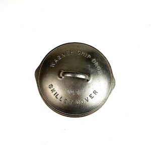 NICE!! Hard-to-Find Wagner Drip Drop #7 1067B Skillet Cover - Fully Marked Nickel Plated