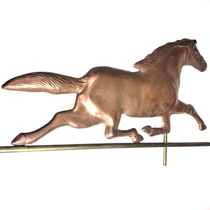 Vintage Copper Horse 30-1/2&quot; Weathervane with Brass Directional Compass, Copper Balls, and Stand