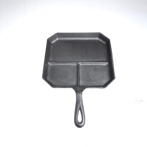 VERY UNIQUE!! Unmarked Cast Iron Divided Breakfast Skillet - Diagonal Angled Corners