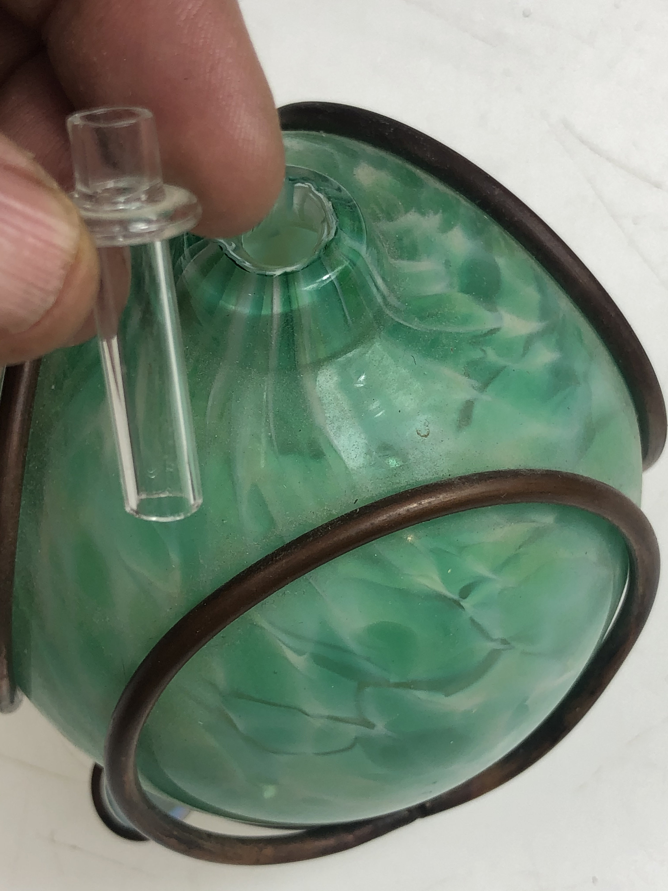 Unique Green Glass Ball Oil Lamp in Stand FREE SHIPPING Etsy