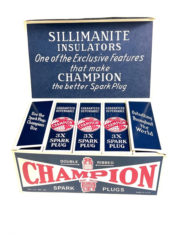 Wow!! Vintage New Old Stock (nos) Champion Spark Plugs Display Set
