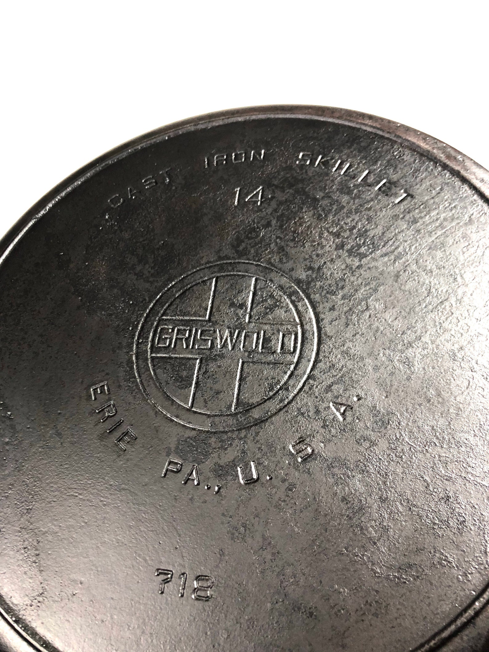 Vintage Griswold 14 Cast Iron Skillet 718 Large Block Logo Etsy