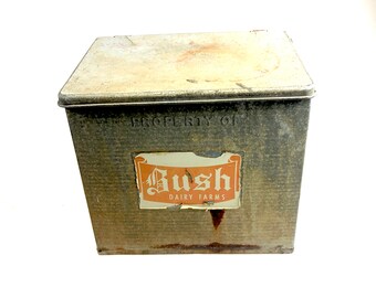 Vintage Bush Dairy Farms Flemington New Jersey NJ Galvanized Delivery Porch Box