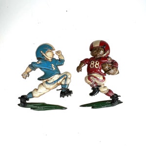 Vintage Pair 1976 HOMCO Cast Metal Football Player Wall Plaques #1254 - FREE SHIPPING!