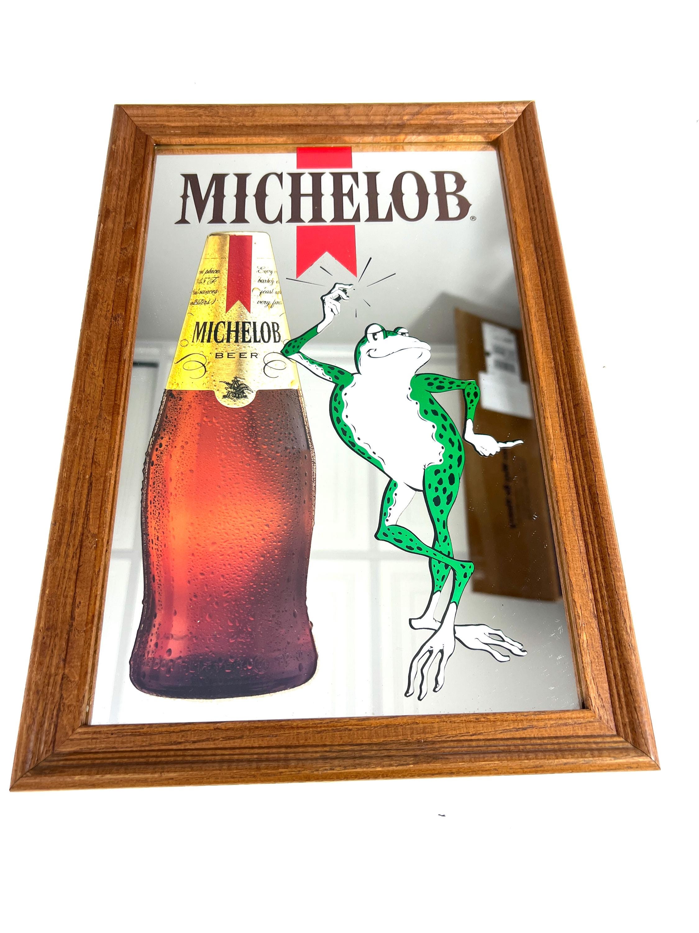 HARD to FIND!! Vintage 1987 Michelob Beer Frog Mirror Sign Bar