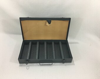 Vintage AREL metal 150 slide tray file storage box for slides or coins - FREE SHIPPING!