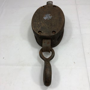 Antique Boston & Lockport Block Company Wood and Cast Iron Snatch Block Single Nautical Pulley