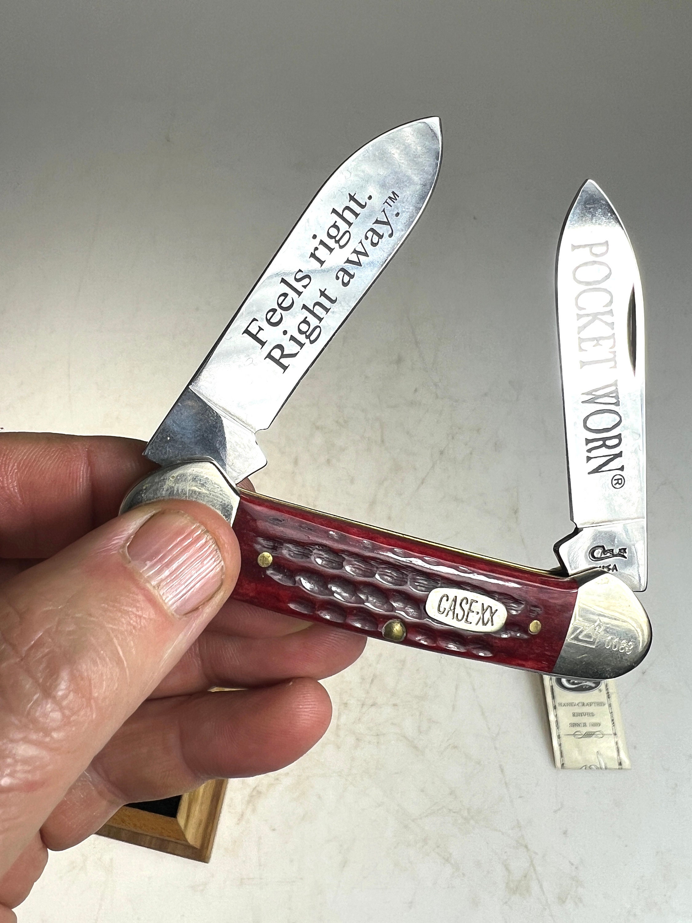 1999 CASE XX 62131 Red Bone Canoe Knife & Zippo Lighter Box Set 1 