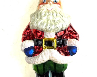 Vintage Christopher Radko Large 9" Glass Santa Christmas Ornament w/ Box – Hand-Blown – Near Mint / Unused - Late 1990s to early 2000s