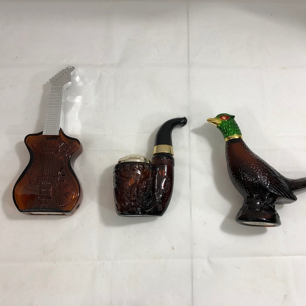 Vintage AVON Collectible Cologne Bottles - Pheasant, American Eagle Pipe, Guitar - FREE SHIPPING!!