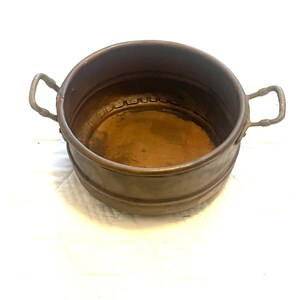 Antique Primitive Small Handmade Copper Pot Dovetail bottom
