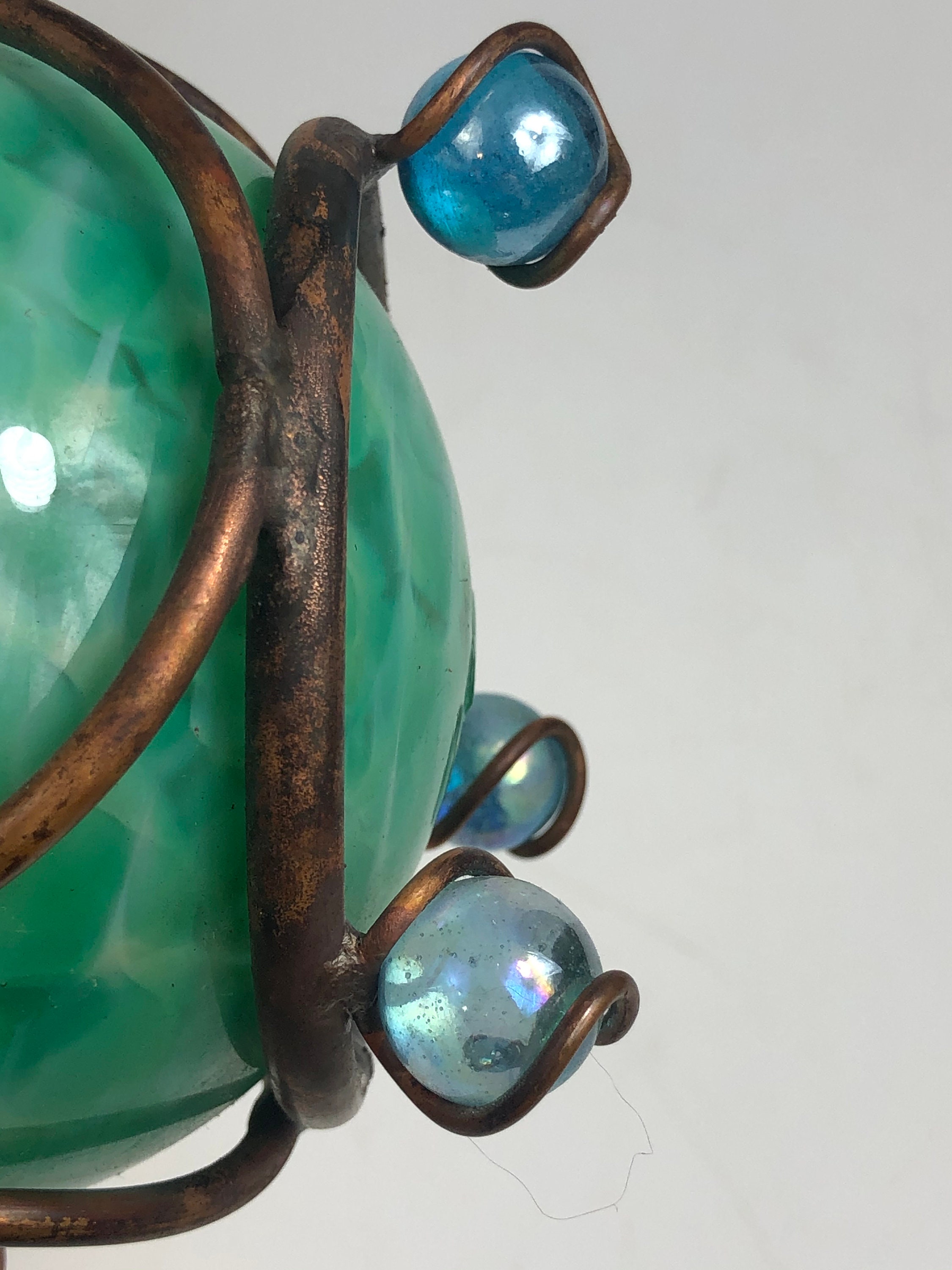 Unique Green Glass Ball Oil Lamp in Stand FREE SHIPPING Etsy