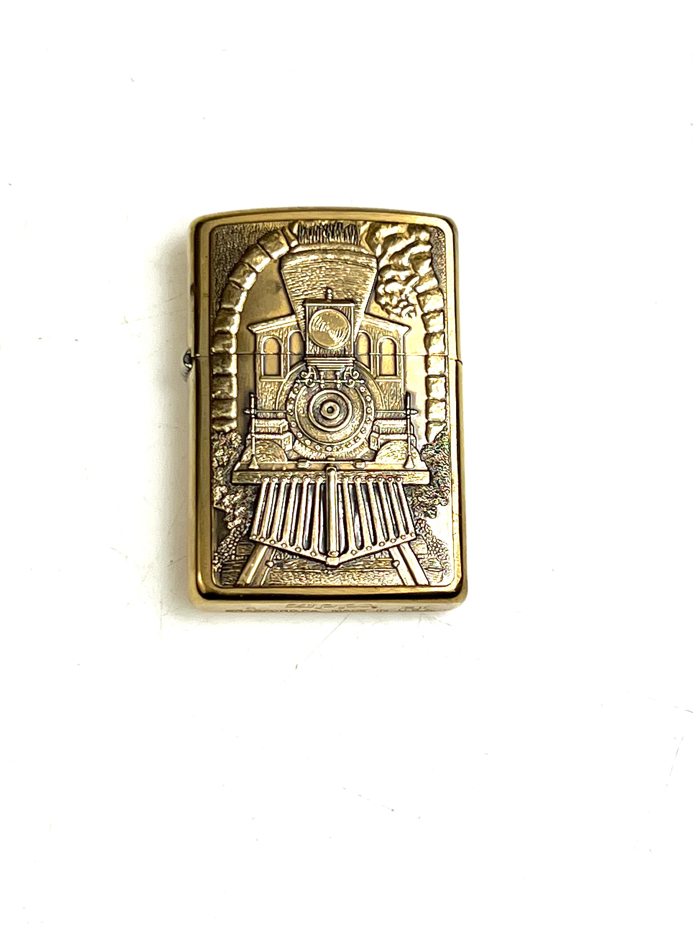 RARE Vintage 1996 Brass Great American Train Embossed ZIPPO