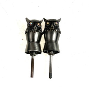 Pair of Vintage Owl Rhinestone Eye Liquor Pour Spouts - FREE SHIPPING!