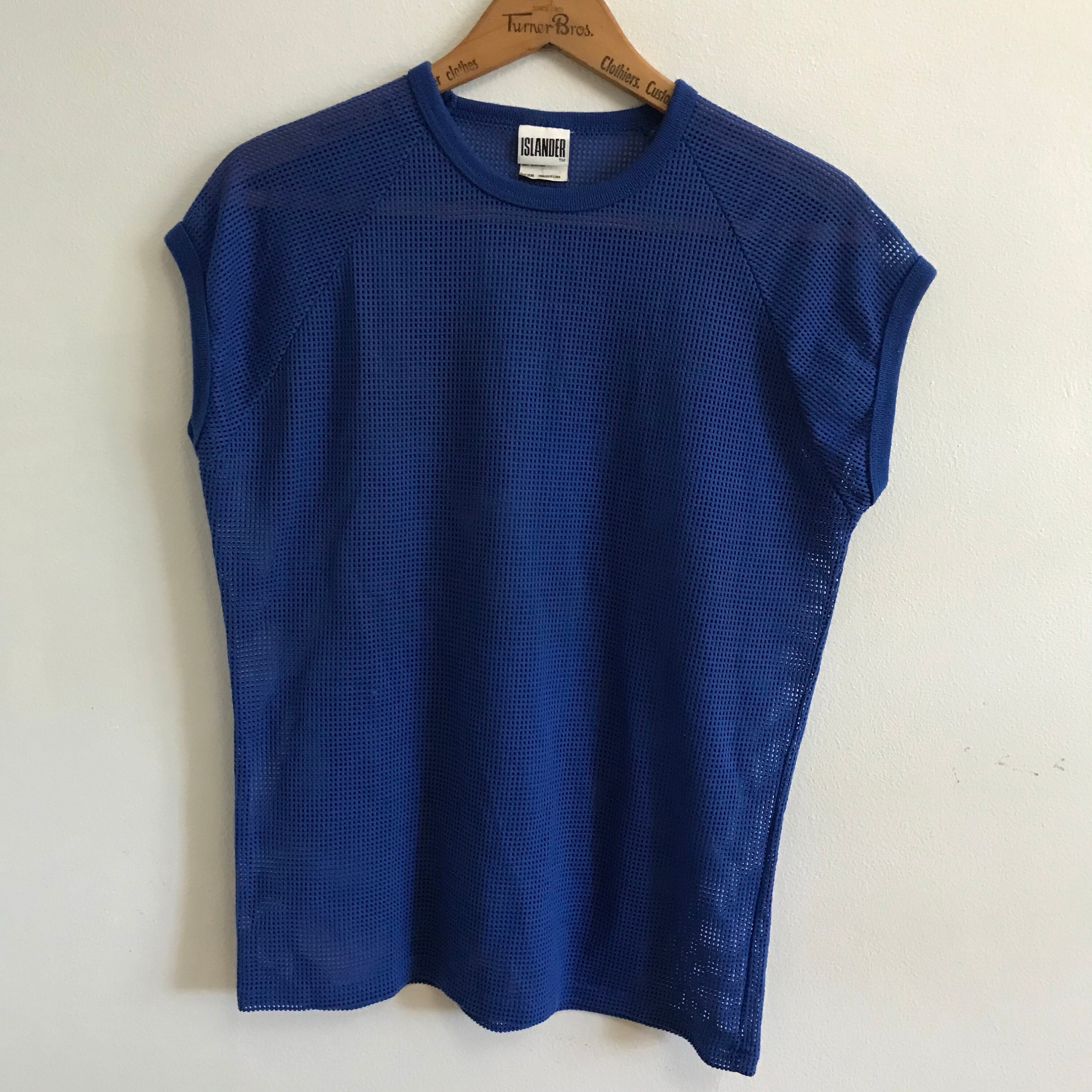 Mesh Electric Blue TShirt / 80s / Mens Womens Unisex / Size Etsy