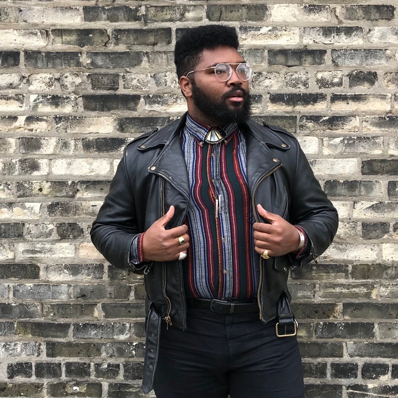 Vintage Striped Southwestern Button Up Black Grey Red 90s 1990s Nineties Mens Womens Large Extra Large XL Cowboy Western Oxford