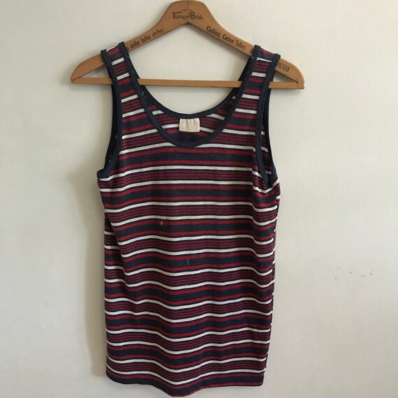 Striped Vintage Sleeveless Tank Top Red White Blue Mens Etsy