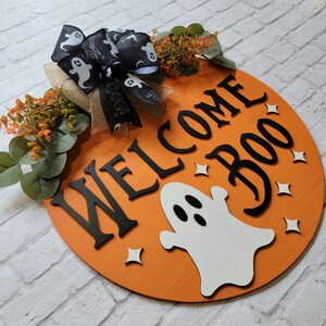 Welcome Boo Door Hanger Halloween Door Sign Halloween Front Door Decor ...