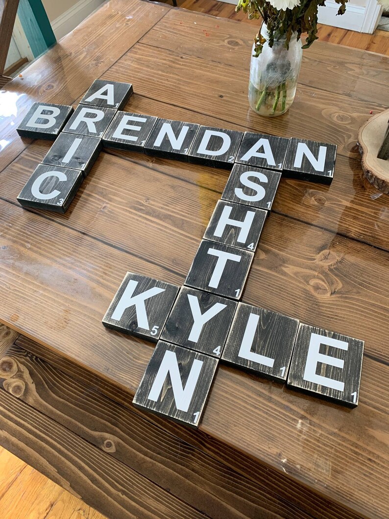 Scrabble Tiles Wall Art Large Scrabble Tiles Family Wood Etsy