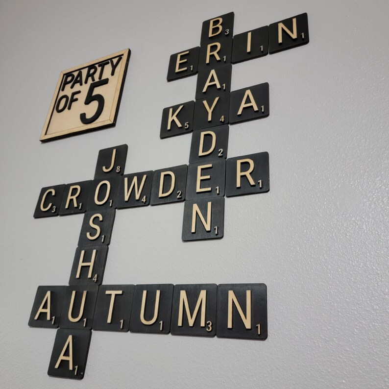 Scrabble Tiles Wall Art Large Scrabble Tiles Family Wood Etsy