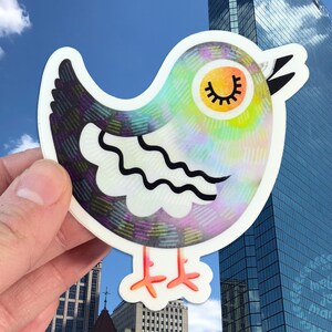Adorable Pigeon Illustrated Sticker, Matte Vinyl | Illustrated Bird Sticker, Cute City Bird Sticker, Adorable Sticker