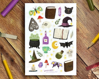 Witchy Vibes Sticker Sheet - Great for Bullet Journaling, Planners - Vinyl