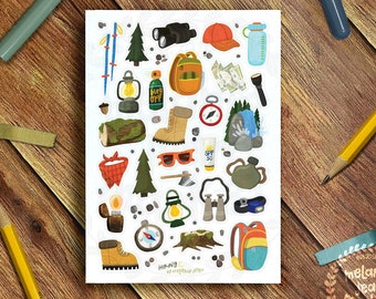 Hiking Sticker Sheet - Great for Bullet Journaling, Planners - Vinyl