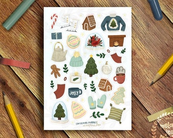 Christmas Hygge Sticker Sheet, Winter Hygge Sticker Sheet - Great for Bullet Journaling, Planners - Vinyl