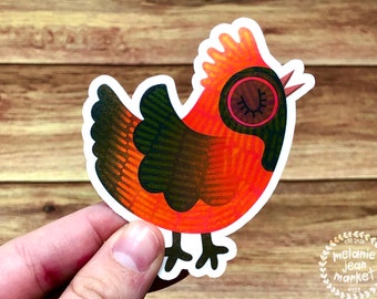 Fluffy Cardinal Vinyl Sticker | Matte Vinyl