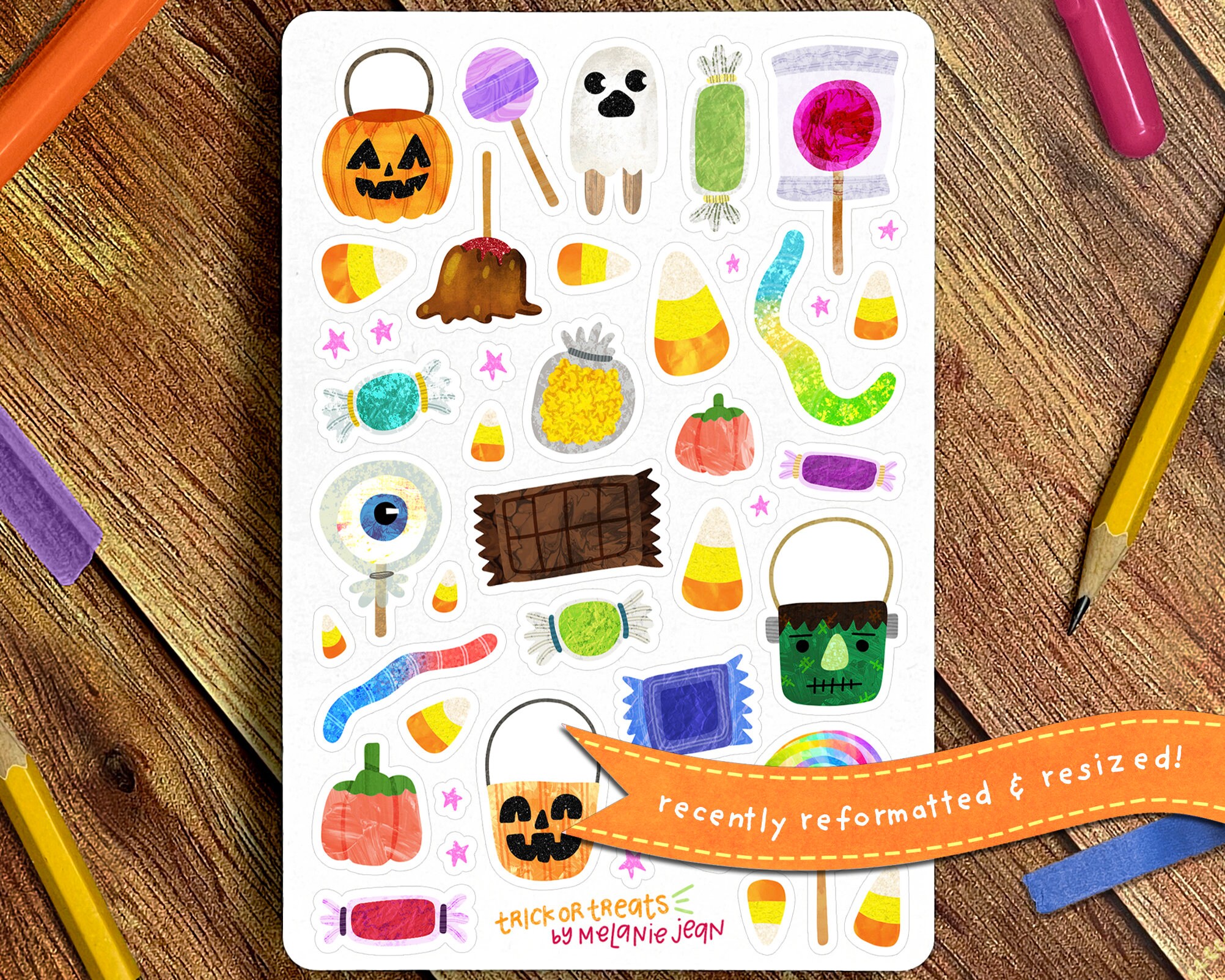 Halloween Candy Sticker Sheet Great for Bullet Journaling Etsy