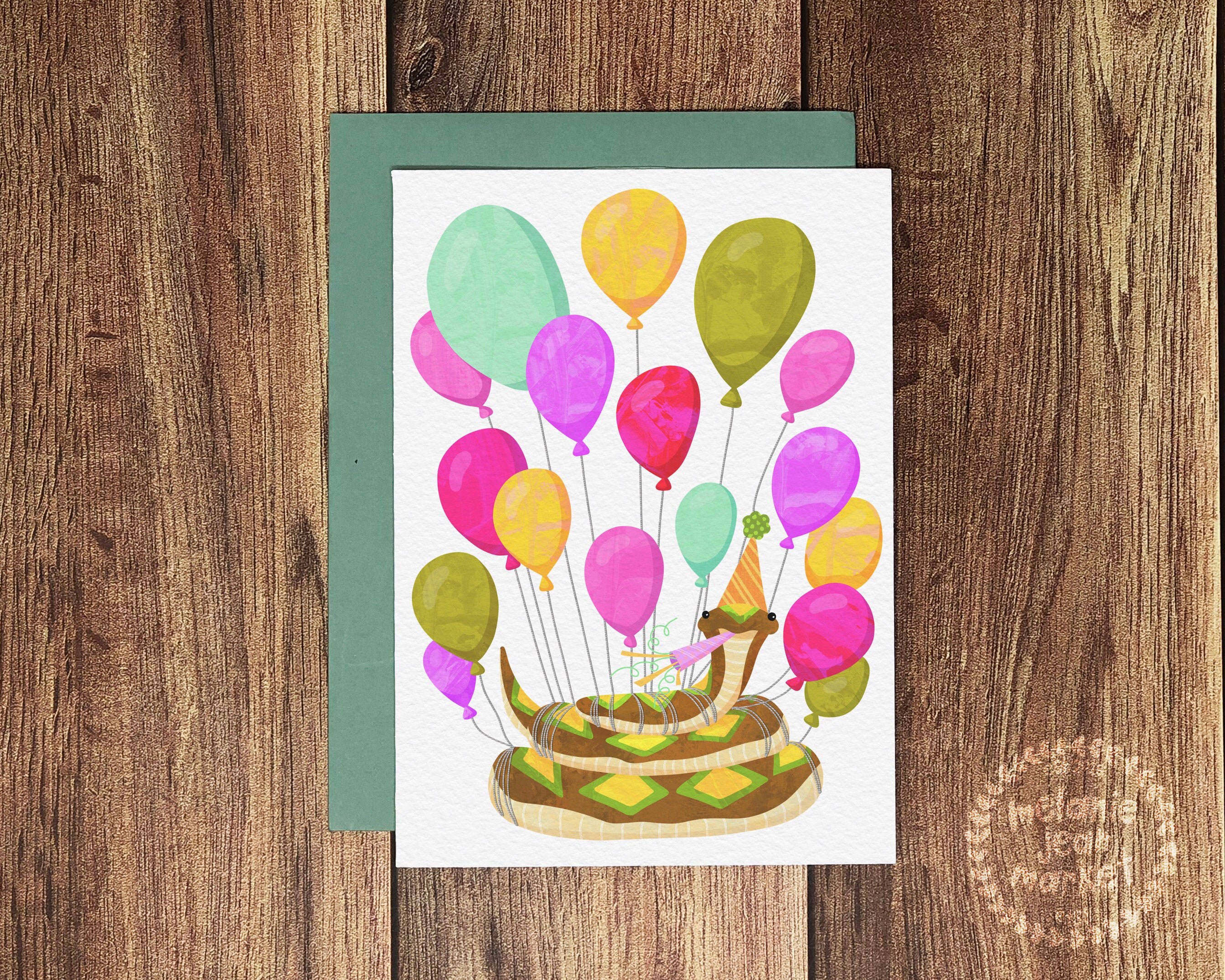 Cute Snake Birthday Card Animal Lover Birthday Card A6 Etsy