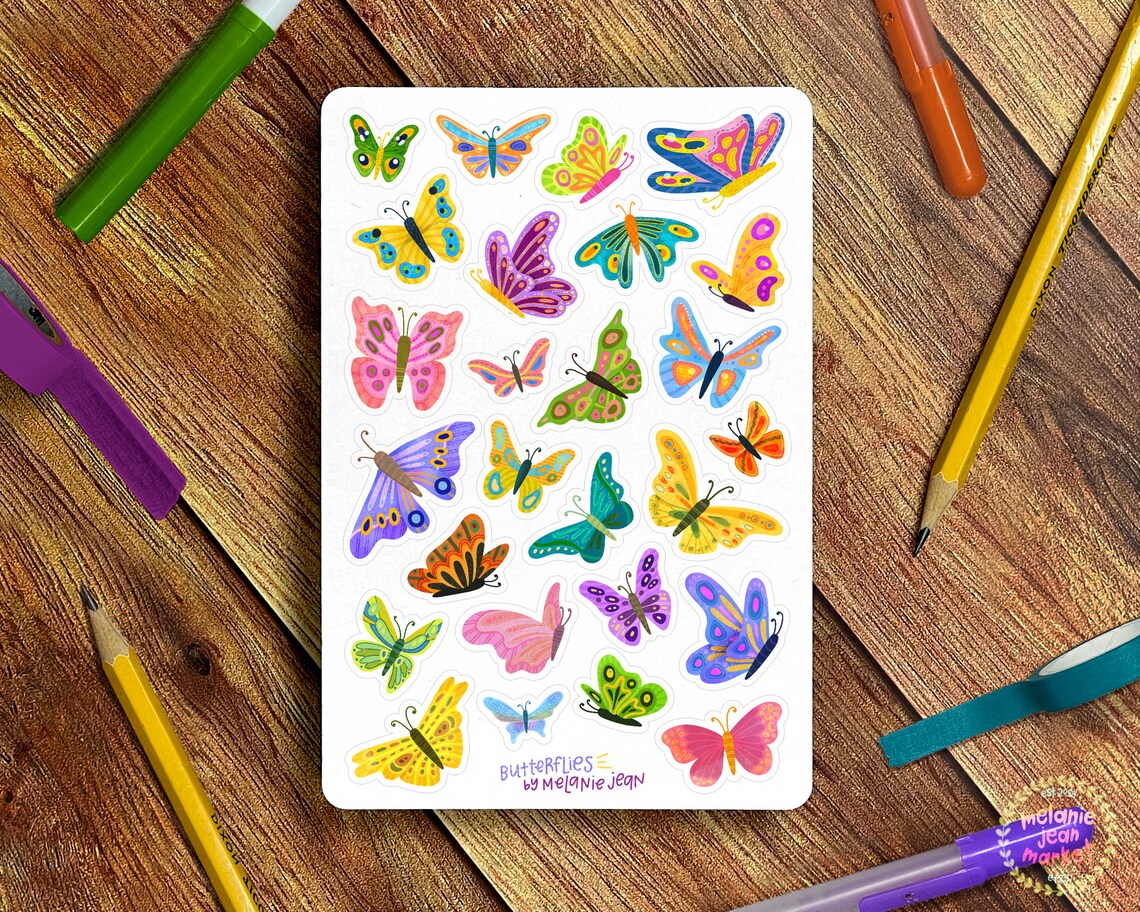 Butterflies Sticker Sheet Great for Bullet Journaling Etsy