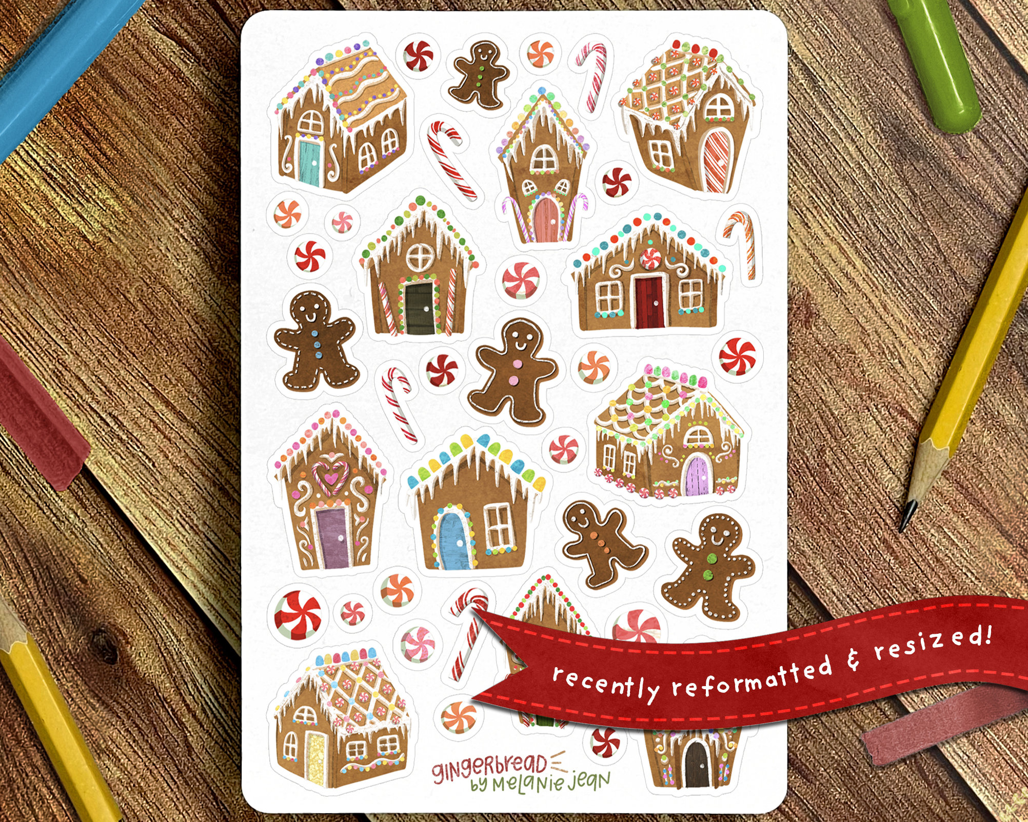Gingerbread Houses Sticker Sheet Christmas Sticker Sheet | Etsy